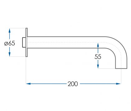 Spin Basin Wall Spout 200mm (Brushed Nickel) tech