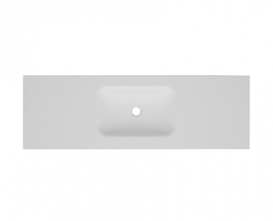 FLOW Slim Solid Surface Vanity Top, w/ Integrated Basin 1200mm Matte White>