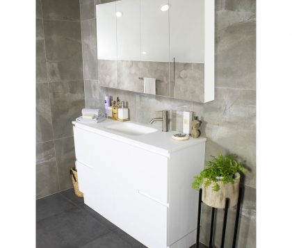 AMALFI Floor Mount Vanity 750mm Gloss White Lifestyle