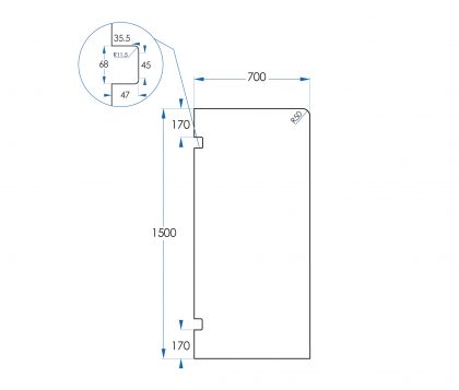 Bath Screen Kit 700x1500x8mm Tech