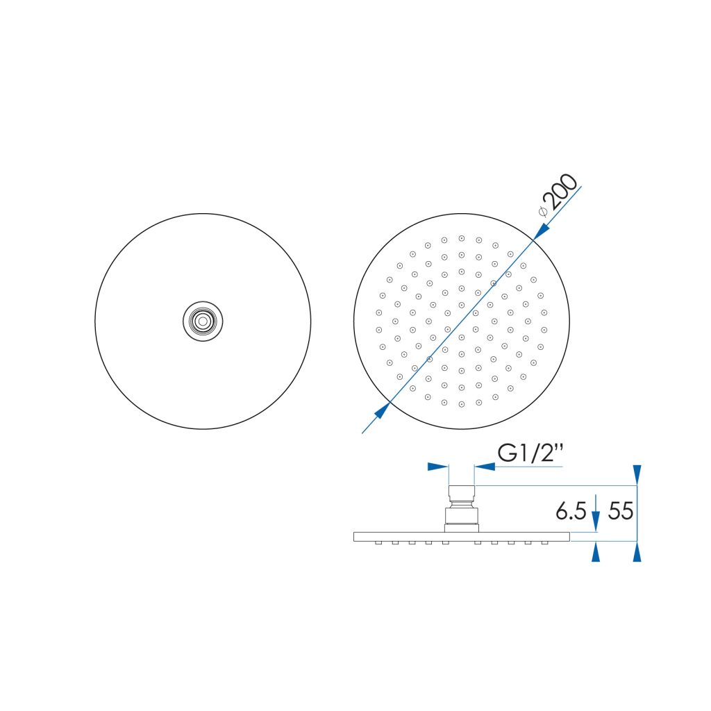 MONSOON Round Shower Head Chrome 200mm Casa Lusso