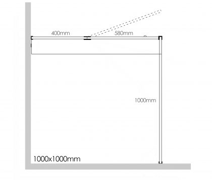 Frameless Shower Kit 1000x1000mm - 400mm Hinge Panel Tech