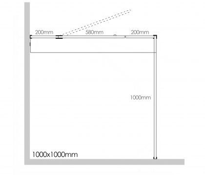 Frameless Shower Kit 1000x1000mm - 200mm Hinge Panel Tech