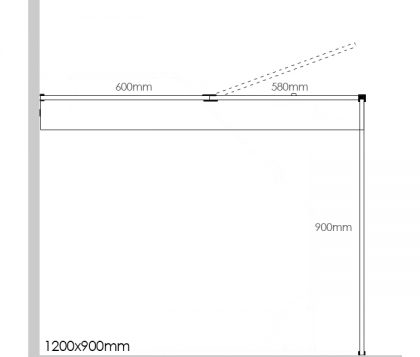 Frameless Shower Kit 1200x900mm - 600mm Hinge Panel Tech