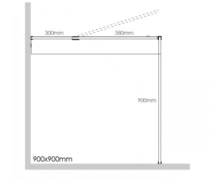 Frameless Shower Kit 900x900mm - 300mm Hinge Panel Tech