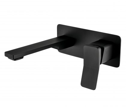 EVOKE In Wall Mixer & 200mm Spout Matte Black Angled Handle