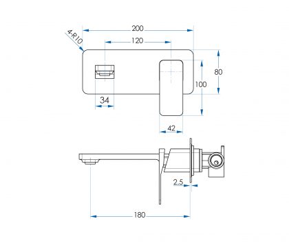 EVOKE In Wall Mixer & 200mm Spout Matte Black Tech