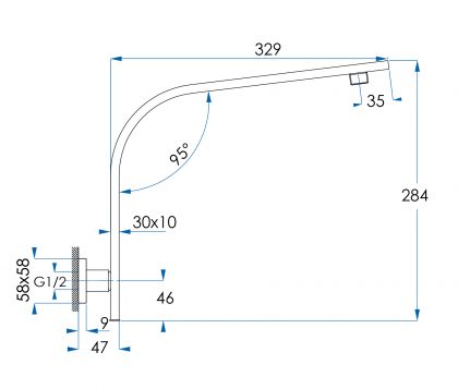 QUADRA Square Gooseneck Wall Arm Matte Black Tech