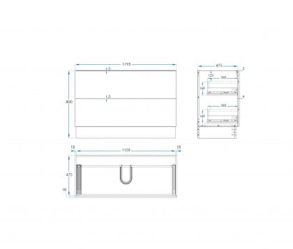 COMO Floor Mount Vanity 1200mm Timber Laminate Tech