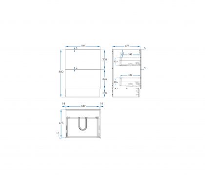 COMO Floor Mount Vanity 600mm Timber Laminate Tech