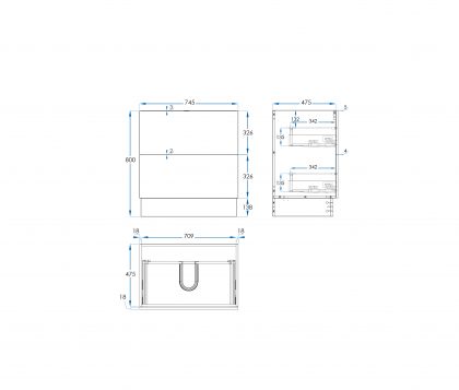 COMO Floor Mount Vanity 750mm Timber Laminate Tech