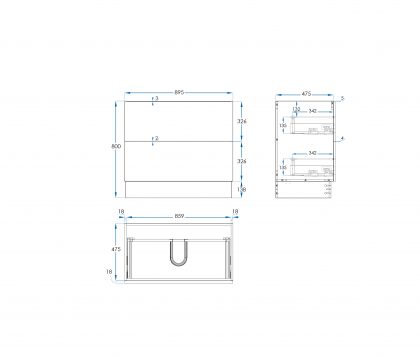 COMO Floor Mount Vanity 900mm Timber Laminate Tech