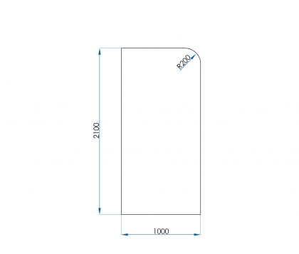 Frameless Radius Glass Panel 1000X2100x10mm Tech