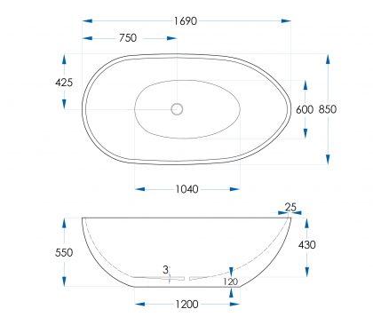 LUCINI Freestanding Bath 1700mm Tech