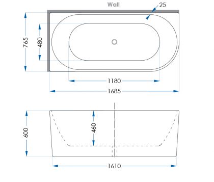 ESSENCE Freestanding Corner Bath LHS 1700mm Tech
