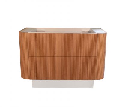 KIMBERLEY Curved Floor Mount Vanity 1200mm Beech Finish