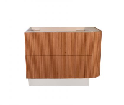 KIMBERLEY Corner Floor Mount Vanity 1050mm Beech Finish