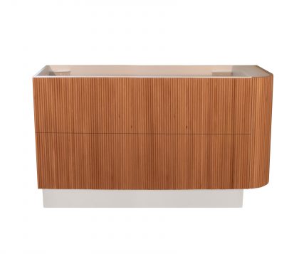 KIMBERLEY Corner Floor Mount Vanity 1350mm Beech Finish